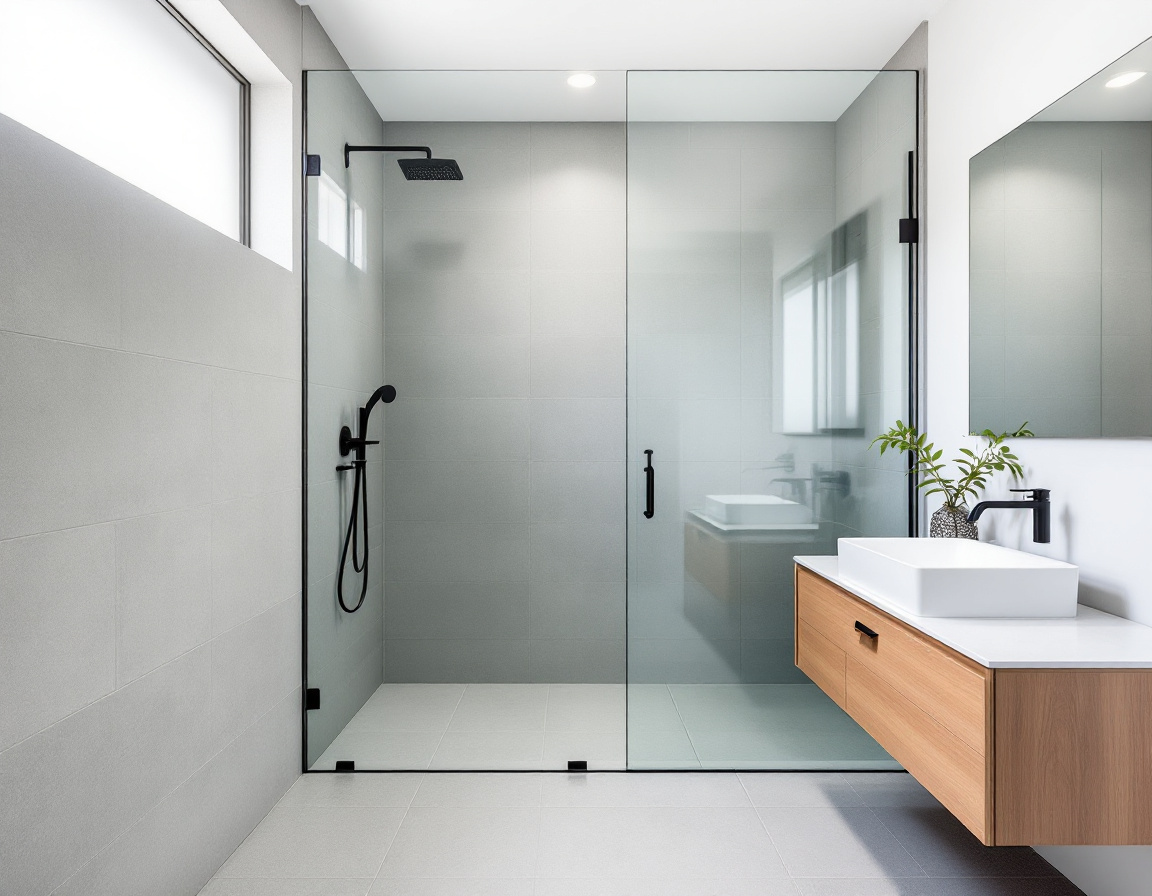 Completed bathroom renovation with matte black tapware